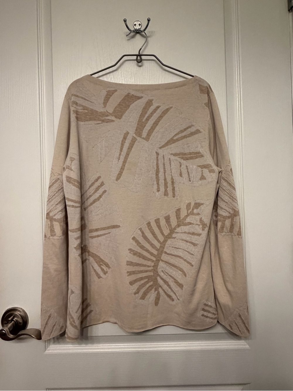 Lafayette 148 Beige Palm Leaf Lightweight Sweater-Size M - Picture 4 of 4